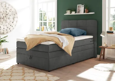 Produktbild von Boxspringbett 140x200 cm Jugendbett mit Bettkasten Hotelbett in Soro anthrazit TEREZIN-09