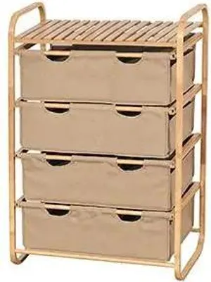 Obrázek produktu pro Autronic Bambusový regál - hnědá látka DR-018B - šířka 70 cm