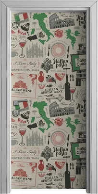 Produktbild von Tür Selbstklebende 90x210 cm Türfolie Türtapete Klebefolie - Italienische Küche