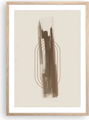 Produktbild von Gerahmtes Poster - Rahmen in heller Eiche - Abstraktion Oval Braun - 50x70 cm - Wand Bild - Wanddeko - Wandbilder - Wandposter - Bilderrahmen - Bilder - Kunstdruck - Wandbild - P2NPA50x70-4295