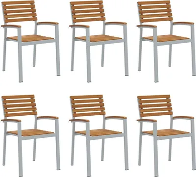 Image de vidaXL Ensemble de 6 chaises de jardin, marron, 56 x 57 x 87 cm, bois massif d'acacia