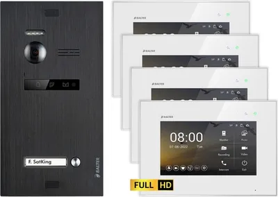 Produktbild von BALTER EVO HD Unterputz Schwarz 2-Draht 4x 7" Weiß Video Türsprechanlage Set für 1 Familienhaus