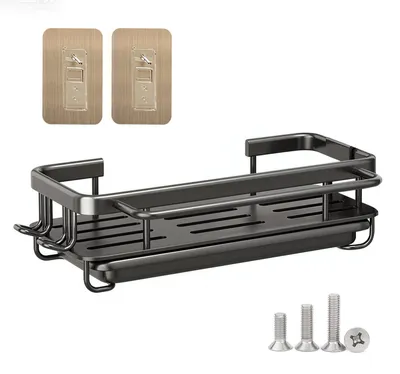 Spülbecken-Organizer mit Abtropfgestell, Schwarz, 30x13x5,5 cm