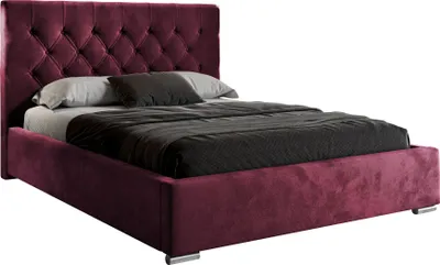 Produktbild von Doppelbett GLAMOUR II Polsterbett mit Knöpfen 180x200 cm French Velvet 663 ohne Matratze