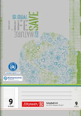 Obrázek produktu pro Brunnen Schulheft Recycling Lineatur 9 liniert Außenrand