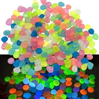 Produktbild von 200 Stück große leuchtende Steine, 1 cm Harz leuchtende Steine, leuchtende Steine, farbenfrohe Steine, leuchten im Dunkeln, farbenfrohe leuchtende Steine, farbenfrohe Steine für Garten, Aquarium
