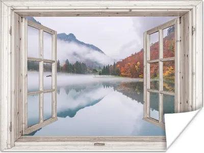 Produktbild von MuchoWow® Poster Durchblick - Herbst - Nebel 40x30 cm - Plakate für die Wände - Poster Wohnzimmer