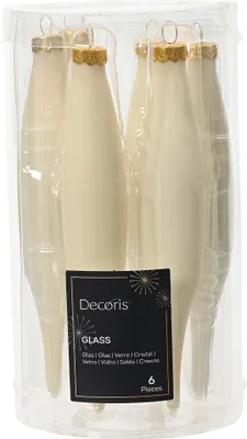 Produktbild von Christbaumschmuck Eiszapfen 15cm Glas 6er Set - Wollweiss