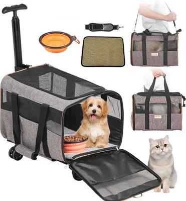 Produktbild von Famanu Hundetrolley Faltbare Hunde-Rucksack - Max. 9,9 kg Tragfähigkeit, 4 Rollen