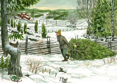 Produktbild von Postkarte "Pettersson und Findus: Christbaum holen mit Findus"