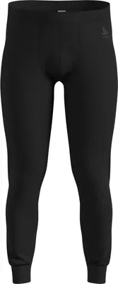 Schwarze Odlo Natural Merino 200 Base Layer Tights mit elastischem Bund und Bündchen am Beinabschluss