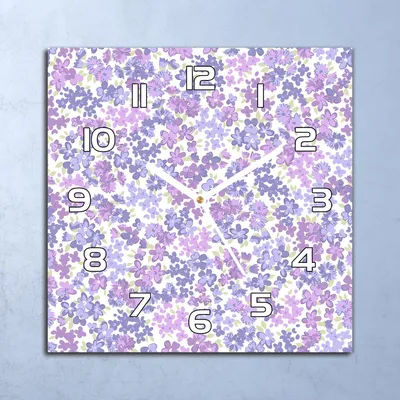 Produktbild von Deko Glasuhr Wanduhr 30x30 Blumig rosa und blau Quarz Küchenuhr Bürouhr