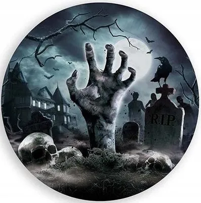 Productafbeelding van Halloween "Kerkhof" | Papieren borden, diameter 23 cm, 6 stuks.