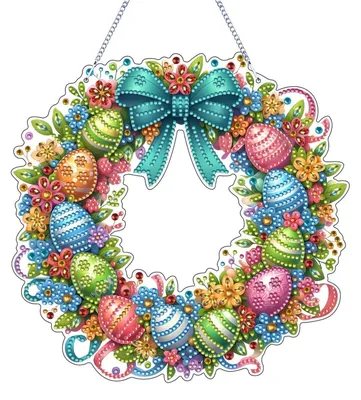 Produktbild von 5D Diamond Painting Ostern Kranz Anhänger DIY Handwerk zum Aufhängen Frühlingdeko Fensterbild Stil-F