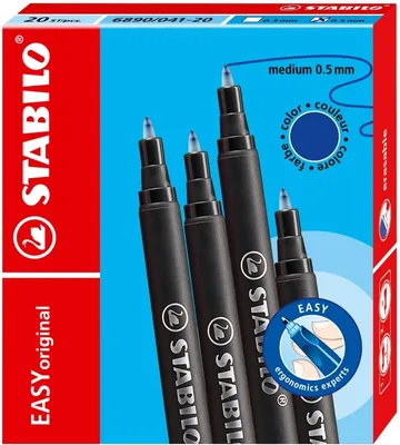 Zdjęcie produktu dla STABILO 6890/041-20, Niebieski, Średni, Plastik, 0,5 mm, Pióro kulkowe, 20 szt.