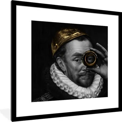Produktbild von MuchoWow® MuchoWow® Gerahmtes Poster Wilhelm von Oranien - Kunst - Gold 40x40 cm - Poster mit zchwarzem Bilderrahmen - Poster - Plakat im Rahmen