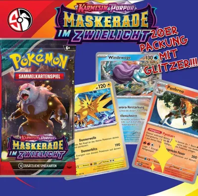 Produktbild von POKÉMON MASKERADE IM ZWIELICHT 20 Stück | GLITZER, DEUTSCH, BOOSTERFRISCH sammelkarten
