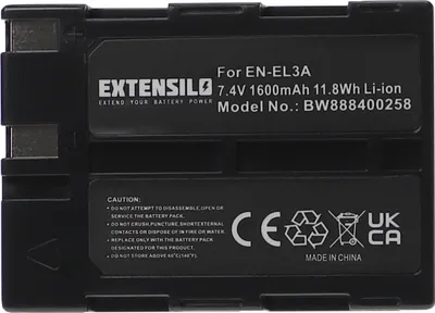 Produktbild von EXTENSILO Akku Ersatz für Nikon EN-EL3, EN-EL3a für Kamera (1600 mAh, 7,4 V, Li-Ion)