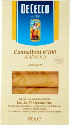 Produktbild von 6x De cecco cannelloni all'uovo No. 110 Nudeln mit ei 250g + Italian Gourmet Polpa 400g
