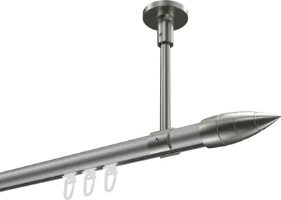 Produktbild von Interdeco Innenlaufstange / Gardinenstange mit Innenlauf Silbergrau / Edelstahl-Optik, Typ Sonette Samanto (Rillenpatrone) Deckenmontage, 20 mm Ø 1-läufig, 360 cm