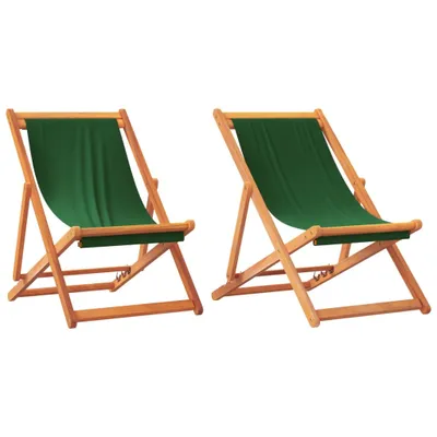 Immagine prodotto di vidaXL Sedie da spiaggia pieghevoli 2 pz. Tessuto verde