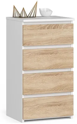 Produktbild von Kommode - Kommode mit 4 Schubladen - Holz - Weiß - 40 x 35 x 74 cm - Moderner Stil