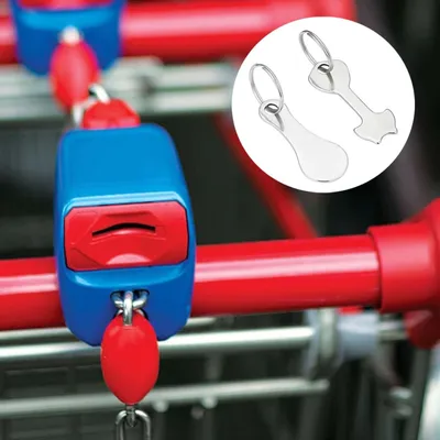 Produktbild von Allecto Premium - 6 Stück Einkaufswagen-Schlüsselanhänger - Edelstahl Einkaufswagenmünze - Abnehmbarer Einkaufswagen-Schlüssel - Zwei Modelle Einkaufswagenmünzen