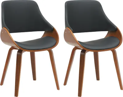 Produktbild von CLP 2er Set Esszimmerstuhl Vangale walnuss/schwarz Material Kunstleder