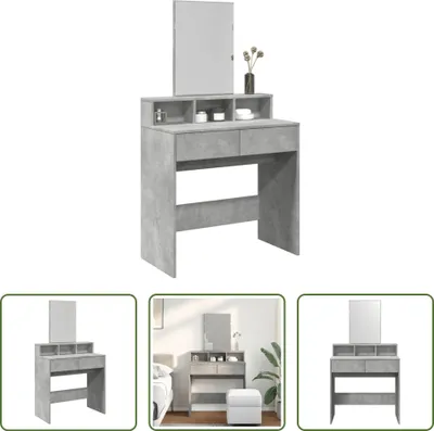 Produktbild von The Living Store Schminktisch mit Spiegel Betongrau 80x41x144,5 cm