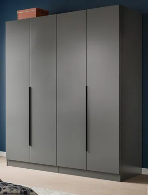 Produktbild von Kleiderschrank "Swan" in grau Drehtürenschrank 4-türig 160 x 181 cm