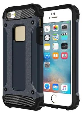 Produktbild von Mobigear Outdoor Schutzhülle für iPhone SE (2016), Hartschalen-Rückseite, stoßfest - Dunkelblau