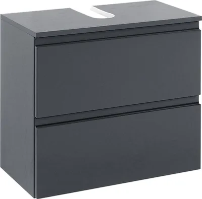 Produktbild von möbelando Unterbeckenschrank Schrank Waschbeckenunterschrank Badschrank Badezimmer Cleo I (Korpus-Graphitgrau/Front-Grau-Hochglanz)