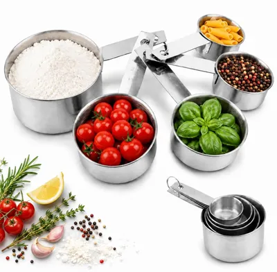 5 Messbecher aus Edelstahl, 30–250 ml, für Kochen & Backen