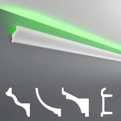 Produktbild von HEXIM LED Stuckleisten Muster - Indirekte Beleuchtung mit Deckenleisten aus PU, leicht & lichtundurchlässig- (20cm LED-20) Stuckprofil Profil