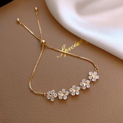 Produktbild von Armband mit Blumen-Design, verstellbarer Schmuck, modischer Armreif aus Legierung für den Alltag