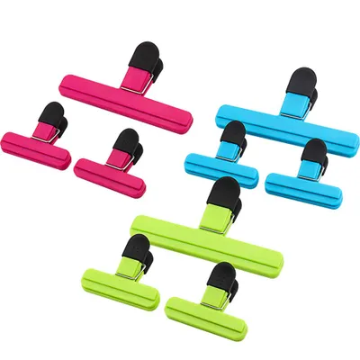 Produktbild von 9 Kunststoff Tüten-Clips, Verschluss Clips, Starke Federkraft Verschlussklammern für Plastikbeutel Lebensmittel und Snacks Lagerung (3 L Größen und 6 S Größen)