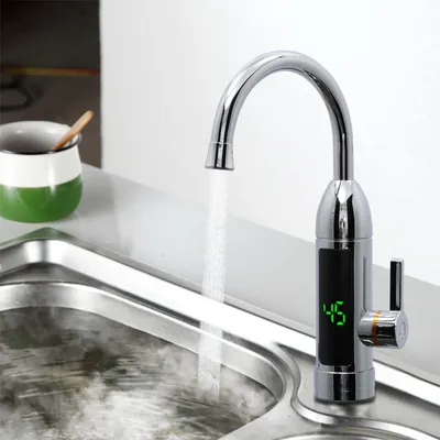 Produktbild von Küchenarmatur elektrisch mit LED Wassertemperaturanzeige, einstellbare Temperatur, Warm- & Kaltwasserarmatur, Spültischarmatur 360° schwenkbar, Smart