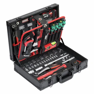 Produktbild von Meister Werkzeugkoffer 135-teilig Black Edition mit Knipex Wera Innensechskant Alu-Koffer