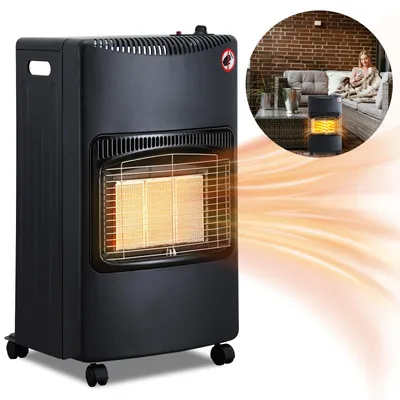 Immagine prodotto di Ikodm, stufa a gas portatile da 4,2 kW, pieghevole, riscaldatore a gas a infrarossi per GPL, accensione piezoelettrica, 5 ruote, set europeo