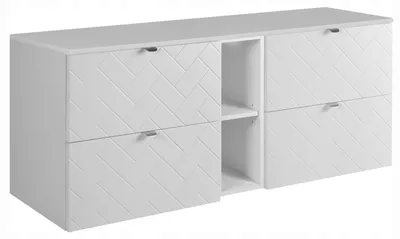 Zdjęcie produktu dla Szafka Łazienkowa Wisząca Pod Umywalkę Regał Blat 140X46 Cm Rensan Biała