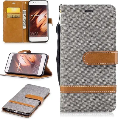Produktbild von Tasche für Huawei P10 Jeans Cover Handy Schutz Hülle Case Grau