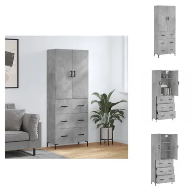 Produktbild von vidaXL Highboard Betongrau 69,5x34x180 cm Holzwerkstoff -  Sideboards