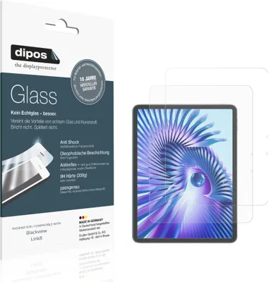 Produktbild von 2x Schutzfolie für Blackview Link8 matt - Anti-Shock 9H Folie dipos Glass Kunststoffglas