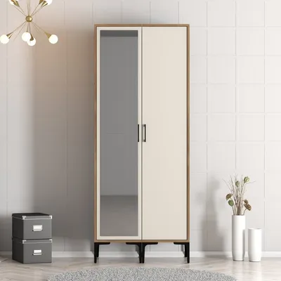 Obrázek produktu pro Skye Decor, Kumsal RS - ořech, krémová, šatní skříň, ořech, 100 % MELAMÍNEM POTAŽENÁ DESKA, 80 x 201,4 x 47,5 cm