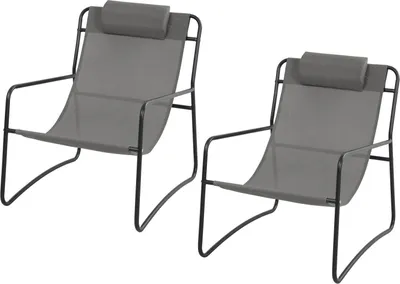 Produktbild von SVITA 2er Set Outdoor Relaxsessel Gartenstuhl mit Kissen Liegestuhl Dunkelgrau