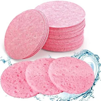 Zdjęcie produktu dla Gąbki do twarzy celulozowe różowe peelingu mycia 50 sztuk