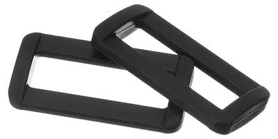 6 rechteckige Kunststoff-Gleitringe, schwarz, 32 mm