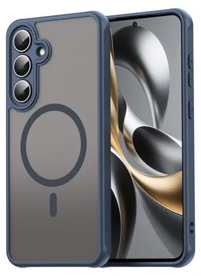 A phone case with a magnetic ring is shown next to a smartphone.
