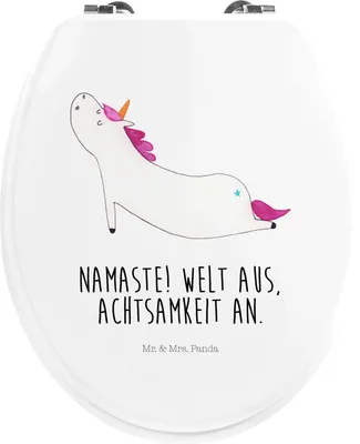 Produktbild von Mr. & Mrs. Panda klo deckel Einhorn Yoga - Weiß - Geschenk, Sport, Unicorn, Klo-Deckel, WC Brille, WC-Sitz, Lustig, Entspannung, Toilettendeckel, Einhörner