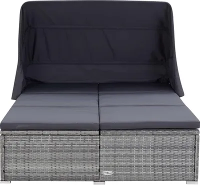 Produktbild von vidaXL 2-Personen-Sonnenliege mit Auflage Poly Rattan Grau